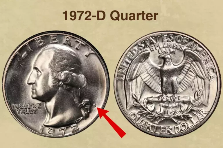 1972-D Washington quarter repunched mint mark showing secondary D impression beside primary D mint mark